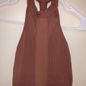 burnt orange crop top high neck